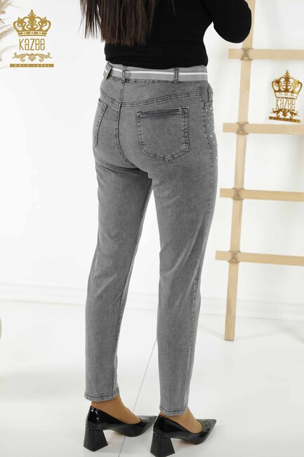 Women's Trousers Stone Embroidered Gray - 3688 | KAZEE - Thumbnail