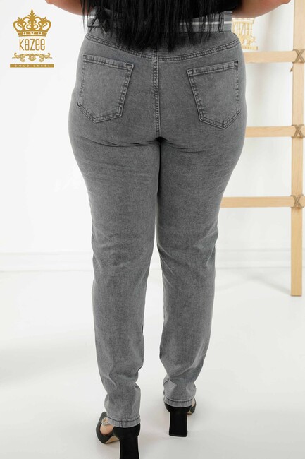 Women's Trousers Stone Embroidered Gray - 3689 | KAZEE - Thumbnail