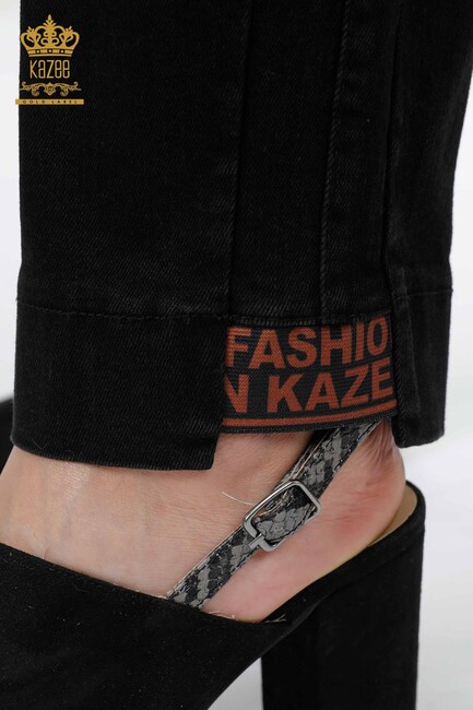 Women's Trousers Black with Text Detailed - 3371 | KAZEE - Thumbnail