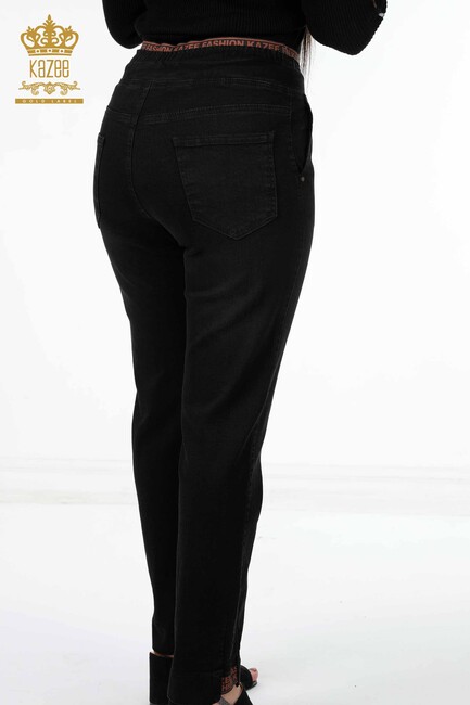 Women's Trousers Black with Text Detailed - 3371 | KAZEE - Thumbnail