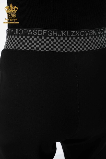 Women's Trousers Black with Text Detailed - 3643 | KAZEE - Thumbnail