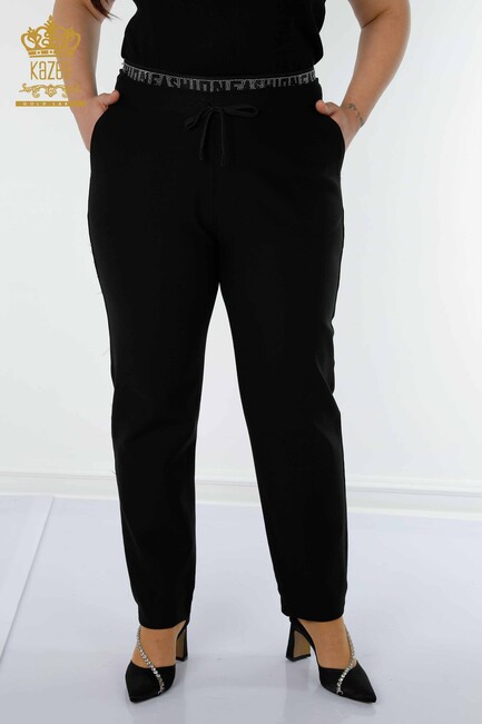 Women's Trousers Black with Text Detailed - 3667 | KAZEE - Thumbnail