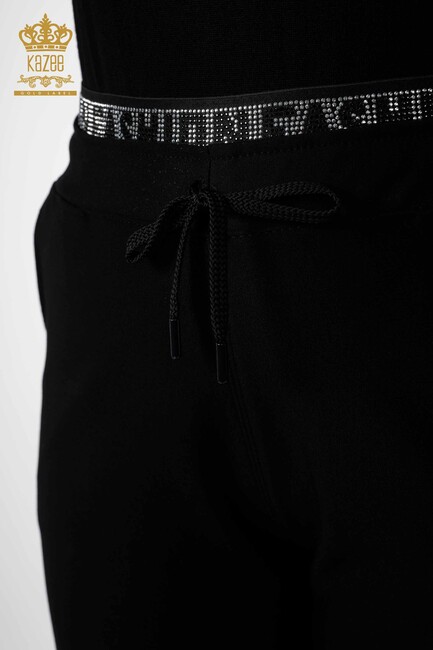 Women's Trousers Black with Text Detailed - 3667 | KAZEE - Thumbnail