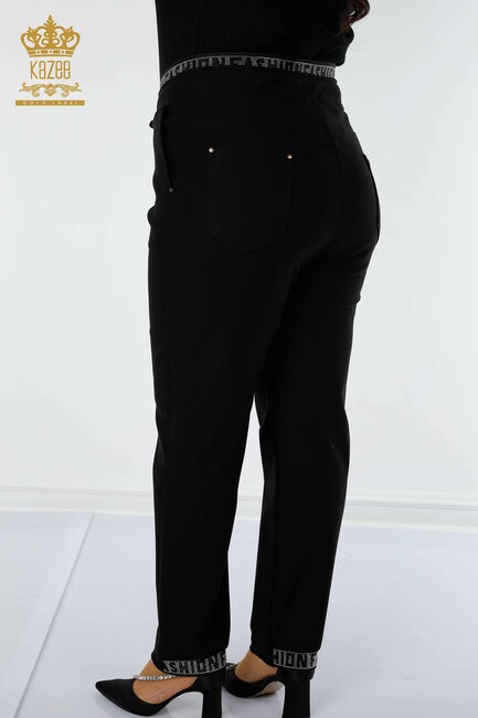 Women's Trousers Black with Text Detailed - 3667 | KAZEE - Thumbnail