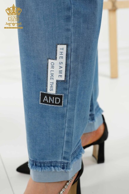 Women's Trousers Blue with Text Detailed - 3677 | KAZEE - Thumbnail