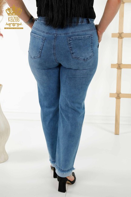 Women's Trousers Blue with Text Detailed - 3677 | KAZEE - Thumbnail