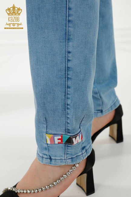 Women's Trousers Blue with Text Detailed - 3680 | KAZEE - Thumbnail