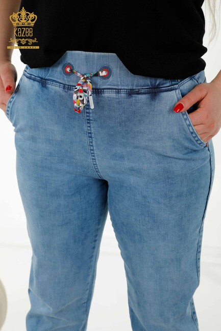 Women's Trousers Blue with Text Detailed - 3680 | KAZEE - Thumbnail