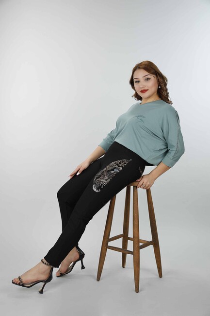 Women's Trousers Tiger Pattern Black - 3470 | KAZEE - Thumbnail