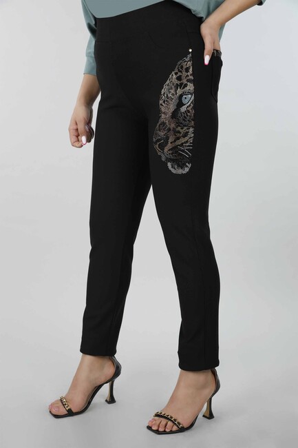 Women's Trousers Tiger Pattern Black - 3470 | KAZEE - Thumbnail