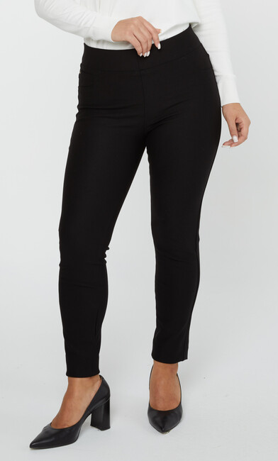 Women's Elastic Waist Trousers Black - 3202 | KAZEE - Thumbnail