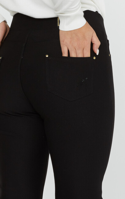 Women's Elastic Waist Trousers Black - 3202 | KAZEE - Thumbnail