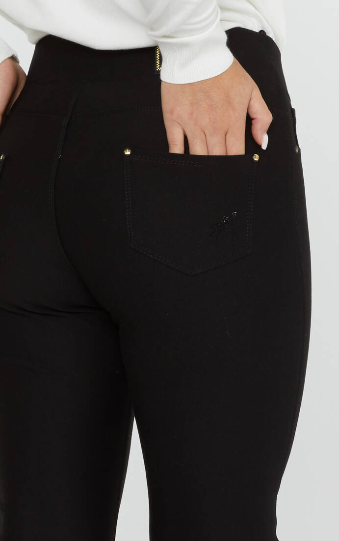 Women's Elastic Waist Trousers Black - 3202 | KAZEE