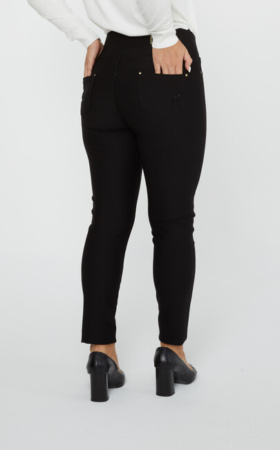 Women's Elastic Waist Trousers Black - 3202 | KAZEE - Thumbnail