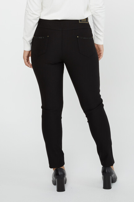 Women's Elastic Waist Trousers Black - 3769 | KAZEE - Thumbnail