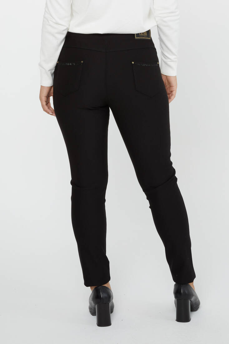 Women's Elastic Waist Trousers Black - 3769 | KAZEE