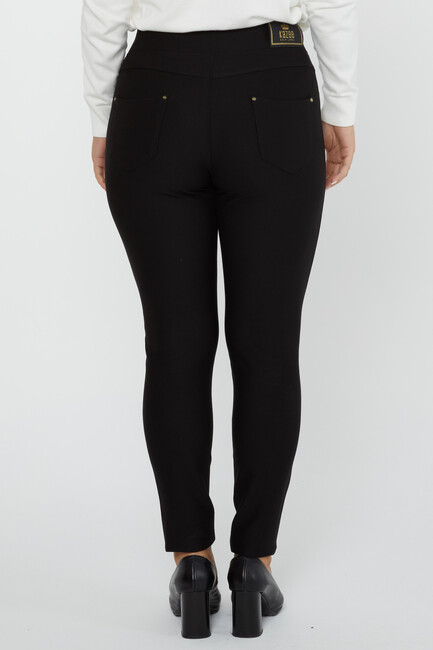 Women's Elastic Waist Trousers Spot Detail Stone Black - 3752 | KAZEE - Thumbnail