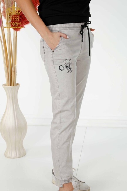 Women's Trousers Elastic Waist Gray - 3500 | KAZEE - Thumbnail