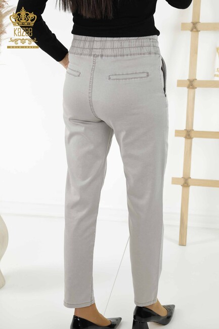 Women's Trousers Elastic Waist Light Gray - 3674 | KAZEE - Thumbnail