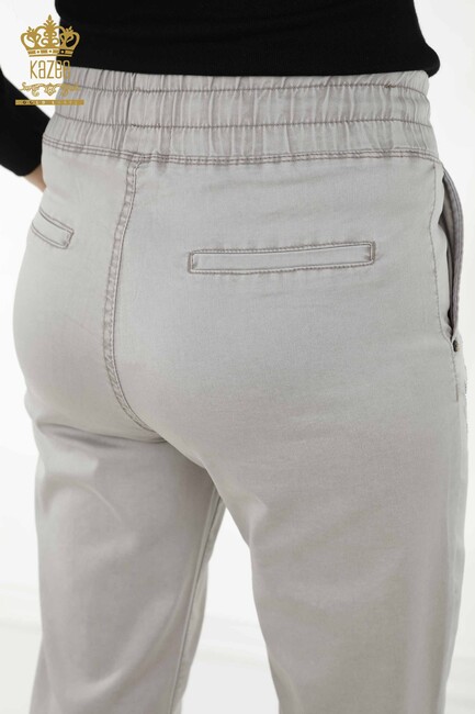 Women's Trousers Elastic Waist Light Gray - 3674 | KAZEE - Thumbnail