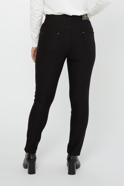 Women's Elastic Waist Trousers Stoned Black - 3735 | KAZEE - Thumbnail