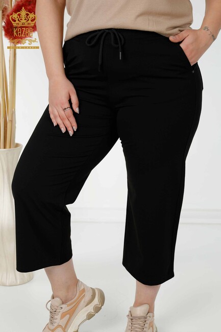 Women's Trousers with Tie Waist Black - 3466 | KAZEE - Thumbnail