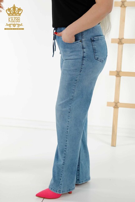 Women's Trousers Tie Waist Blue - 3695 | KAZEE - Thumbnail