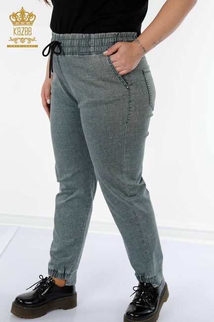 Women's Trousers with Tie Waist Khaki - 3501 | KAZEE - Thumbnail