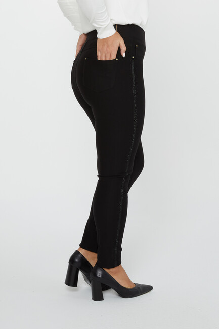 Women's Trousers Side Stripe Detail Black - 3730 | KAZEE - Thumbnail