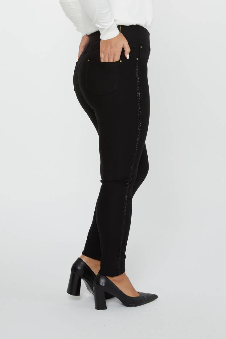 Women's Trousers Side Stripe Detail Black - 3730 | KAZEE