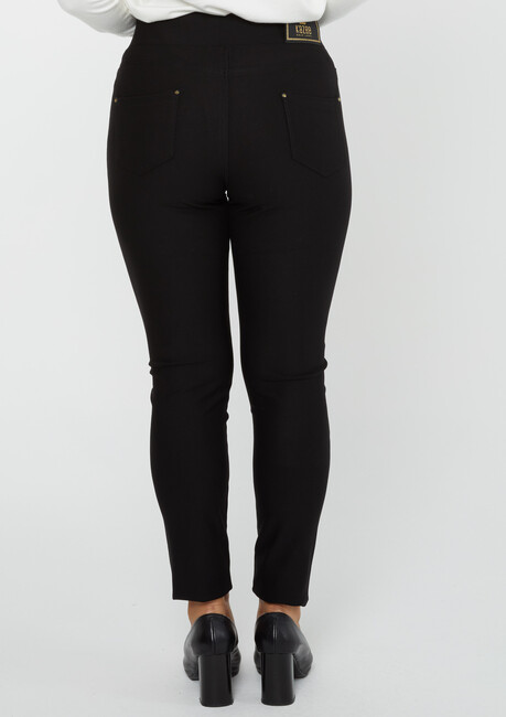 Women's Trousers Front Stone Detail Black - 3771 | KAZEE - Thumbnail