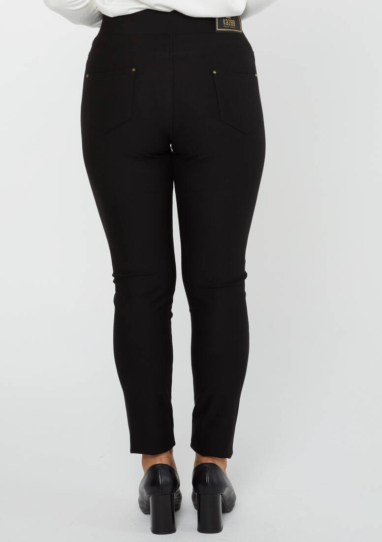 Women's Trousers Front Stone Detail Black - 3771 | KAZEE