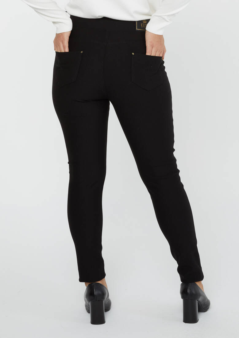 Women's Trousers Side Stoned Black - 3754 | KAZEE