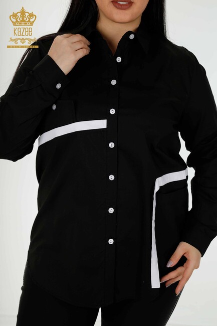 Women's Shirt Pocket Detailed Black - 20308 | KAZEE - Thumbnail