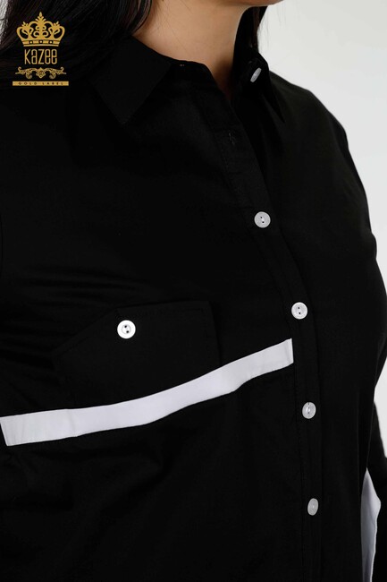 Women's Shirt Pocket Detailed Black - 20308 | KAZEE - Thumbnail