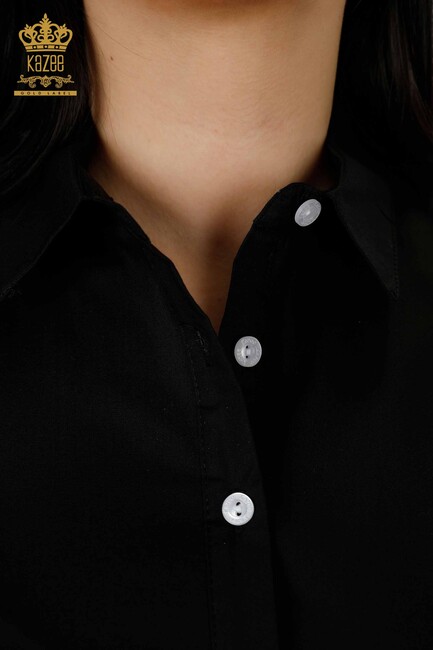 Women's Shirt Pocket Detailed Black - 20308 | KAZEE - Thumbnail