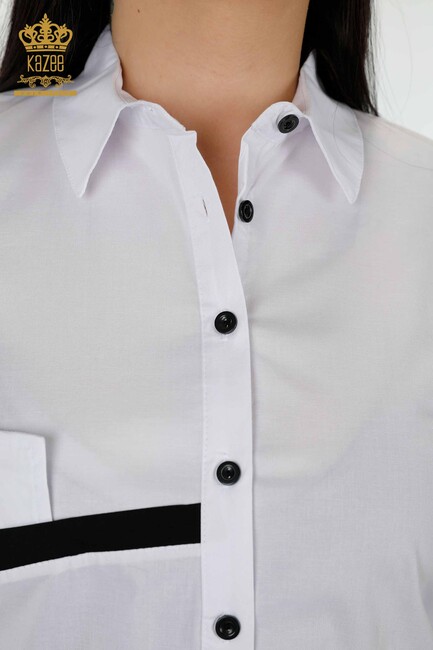 Women's Shirt Pocket Detailed White - 20308 | KAZEE - Thumbnail