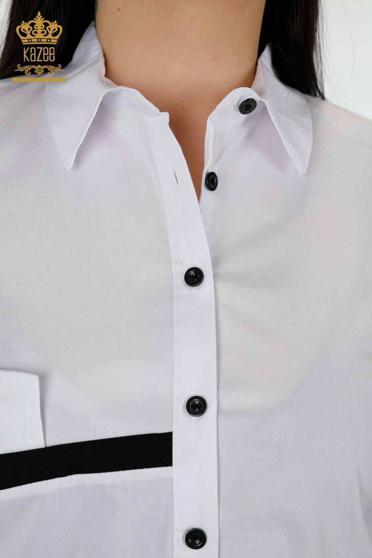 Women's Shirt Pocket Detailed White - 20308 | KAZEE