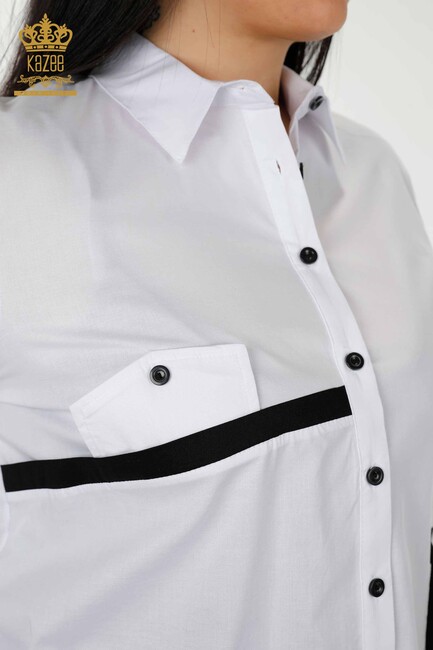 Women's Shirt Pocket Detailed White - 20308 | KAZEE - Thumbnail