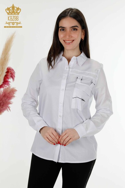 Women's Shirt Pocket Detailed White - 20312 | KAZEE - Thumbnail