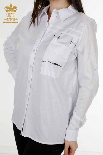 Women's Shirt Pocket Detailed White - 20312 | KAZEE - Thumbnail