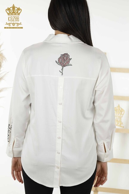 Women's Shirt Rose Patterned Ecru - 20227 | KAZEE - Thumbnail