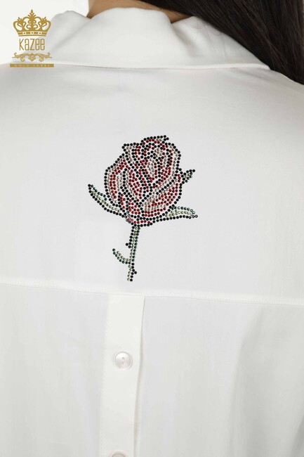 Women's Shirt Rose Patterned Ecru - 20227 | KAZEE - Thumbnail