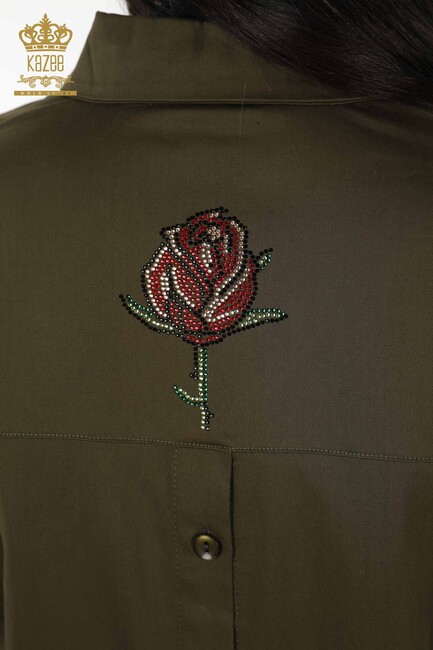 Women's Shirt Rose Patterned Khaki - 20227 | KAZEE - Thumbnail