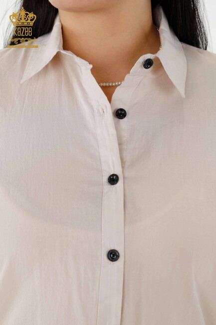 Women's Shirt Sleeve Detailed Beige - 20353 | KAZEE - Thumbnail