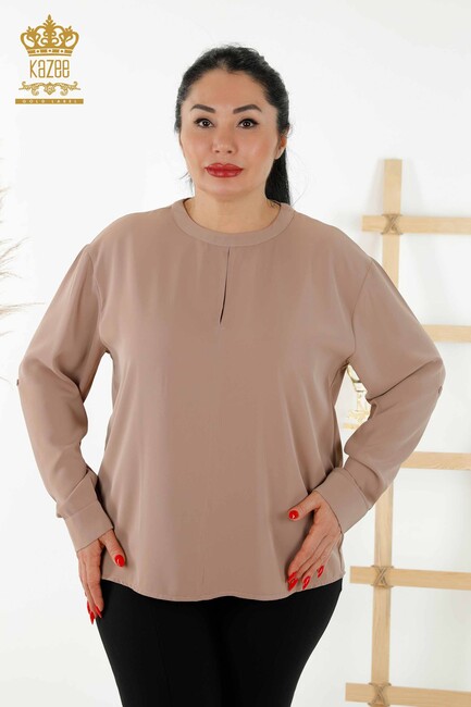 Women's Shirt Sleeve Detailed Beige - 20376 | KAZEE - Thumbnail