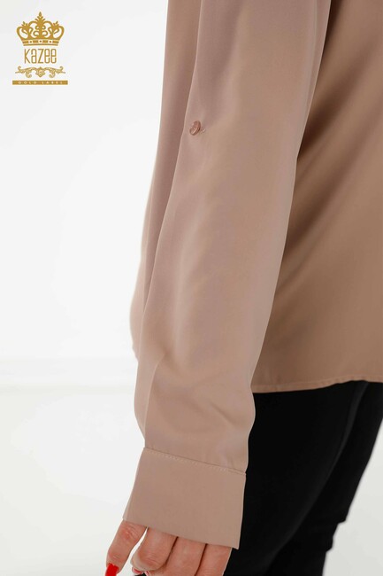 Women's Shirt Sleeve Detailed Beige - 20376 | KAZEE - Thumbnail