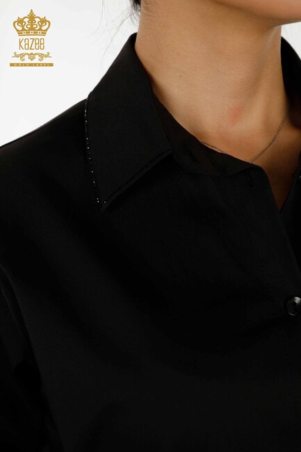 Women's Shirt with Sleeve Detailed Black - 20231 | KAZEE - Thumbnail