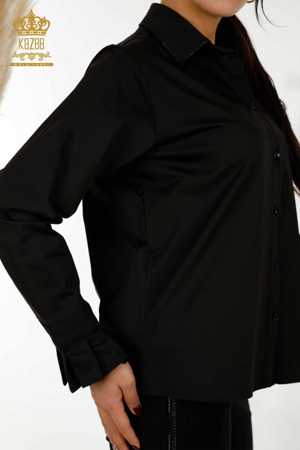 Women's Shirt with Sleeve Detailed Black - 20231 | KAZEE - Thumbnail