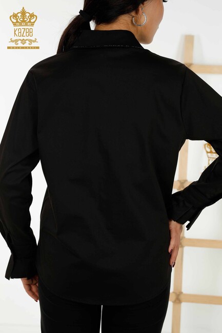 Women's Shirt with Sleeve Detailed Black - 20231 | KAZEE - Thumbnail